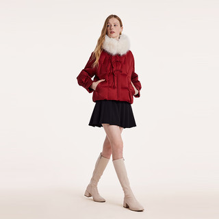 歌莉娅 冬季  短款盘扣羽绒服鹅绒服  1BCR8B570 53R椒红（预计11月28日发货） L（预计11月28日发货）