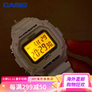 卡西欧（CASIO）F-108WHC-7B男女手表白色方块运动电子表F108WH-1B 1A 218H W-218HC-4A2粉白