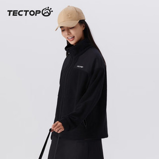 TECTOP 探拓 户外抓绒衣 防风防寒保暖抓绒休闲外套 女款黑色 M