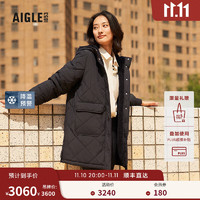 AIGLE艾高20WR防泼水户外保暖时尚长款棉服女士外套 黑色 AN376 40(170/92A)