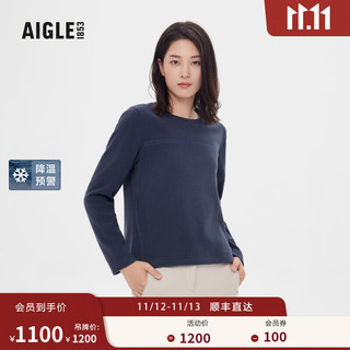 AIGLE艾高秋POLARTEC户外保暖休闲纯色圆领抓绒衣女士上衣 帝国深蓝 AQ251 34(155/80A)