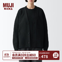 无印良品（MUJI）Labo 男女通用 可水洗 V领开衫 针织毛衣外套秋冬款 黑色 M（170/88A）