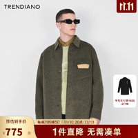 TRENDIANO绵羊毛毛呢翻领时尚外套男 灰绿590 XL