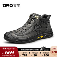 零度Zero高帮男鞋冬复古保暖耐磨防滑登山旅行工装马丁男靴 灰色 44