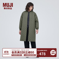 无印良品 無印良品 MUJI 女式 可水洗 绗缝大衣中长款风衣外套  BD0Y7A3A 烟熏绿色 M（160/84A）