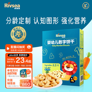 Rivsea 禾泱泱 婴幼儿饼干 宝宝零食 7个月以上 磨牙饼干 数字造型饼干蔬菜味80g