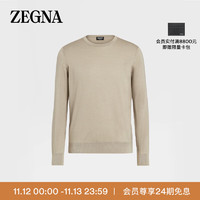杰尼亚（Zegna）浅灰褐色 Cashseta 长袖针织圆领毛衣UCJ00A6-110-N94-46