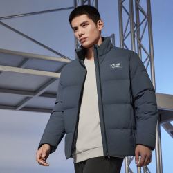 xtep特步男羽绒服立领冬季鸭绒保暖外套短款男外套夹克运动上衣