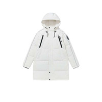 NBA STYLE 运动潮牌篮网队白色连帽轻薄中长款羽绒服男女冬季外套