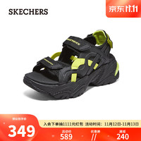 SKECHERS 斯凯奇 女士厚底凉鞋柔软凉拖鞋外穿119862 黑色/柠檬色/BKLM 35