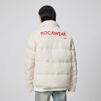 ROCA WEAR 潮牌暗纹球格基础短款羽绒服男女白鸭绒撞色logo冬季情侣外套