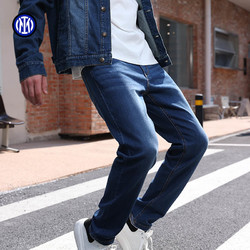 inter 国际米兰 蓝色牛仔裤弹力收腿直筒裤W016