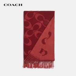 COACH 蔻馳 送女友奢侈品女士圍巾保暖經典C紋流蘇圍巾 紅色CB684 F8Q ONE