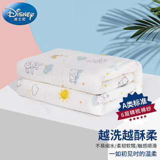 Disney baby 迪士尼宝宝（Disney Baby）婴儿浴巾 宝宝六层纯棉纱布浴巾洗澡巾新生儿纱布浴巾抱巾包单大毛巾 薄荷绿*1