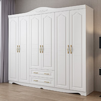 LIOU 李欧 欧式小户型卧室衣柜现代简约木质板式收纳家用衣橱出租房储物柜 白色 六门衣柜