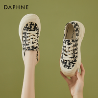 抖音超值购：DAPHNE 达芙妮 帆布鞋女鞋子2023新款夏季厚底黑色百搭宽头休闲运动板鞋女