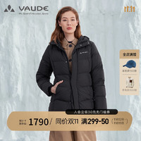 VAUDE 巍德 户外运动女防风防水中长厚款700蓬鹅绒保暖羽绒服外套女VG2143220 VAUDE黑 S