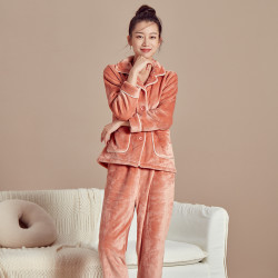 cosmolady都市丽人23秋冬舒适保暖宽松柔软女士家居服套装睡衣女