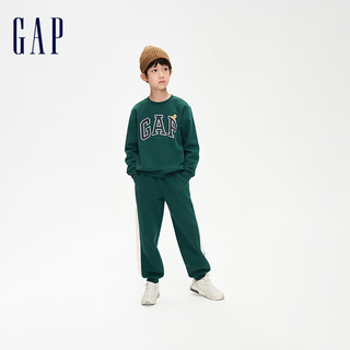 Gap男童冬季2023LOGO加绒分体运动两件套856100儿童装套装 苔藓绿 150cm(L)亚洲尺码