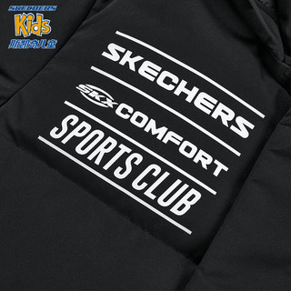 斯凯奇（Skechers）男女童梭织中款羽绒外套P423B012 男童/碳黑/0018 140cm