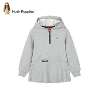 暇步士（Hush Puppies）童装女童裙式上衣秋装儿童上衣保暖舒适大毛圈时尚 花灰 120cm