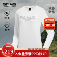 NORTHLAND 诺诗兰 23秋冬女士新款长袖T恤弹力舒适户外休闲徒步内搭打底NTSDT2511S 亮白色 165/M