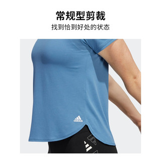 adidas阿迪达斯女装运动上衣圆领短袖T恤HD9565 蚀变蓝/白色 A/XS