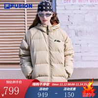 FILA FUSION斐乐潮牌款羽绒服时尚宽松连帽上衣 淡卡其-BG 160/84A/XS