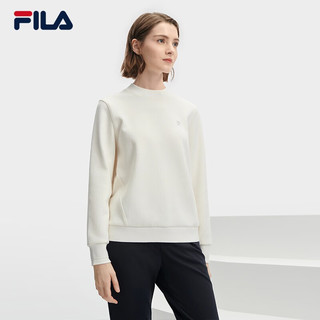 FILA 斐乐女子针织套头衫时尚简约优雅宽松卫衣 蒸汽白-IV 160/80A/S