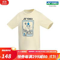 YONEX/尤尼克斯 315053BCR 23FW青少年运动漫画T恤 羽毛球服yy 珍珠黄 J140