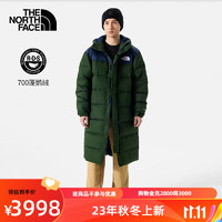 北面（The North Face）羽绒服男长款700蓬鹅绒填充防风保暖休闲外套832J OAS/绿色 XXL/185