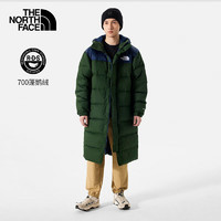 北面（The North Face）羽绒服男长款700蓬鹅绒填充防风保暖休闲外套|832J OAS/绿色 M/170