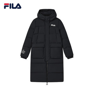 FILA 斐乐女子长款羽绒服2023时尚简约连帽保暖上衣