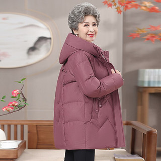 鸭鸭（YAYA）奶奶装白鸭绒羽绒服女加厚保暖中老年女士外套冬QC 紫罗兰色 L