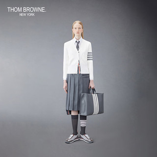 THOM BROWNE女士四条纹棉质V领开衫 白色 44