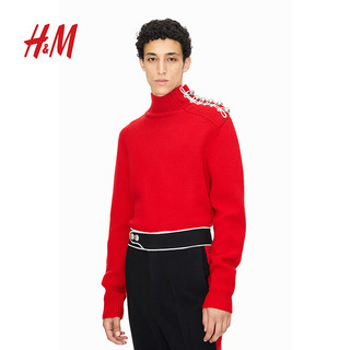 H&M【Rabanne系列】男装针织衫金属纽扣环毛衣1192350 红色 175/108A