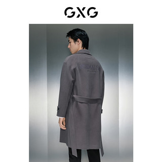 GXG男装 商场同款中灰双排扣长款大衣 冬季GEX12627794 中灰色 165/S