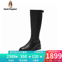 暇步士（Hush Puppies）马丁靴女士高帮英伦过膝高跟长筒靴Q1H03DG3 黑色 38