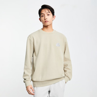 杰克·琼斯（JACK&JONES）23年秋季男士时尚简约字母印花舒适纯色百搭潮流圆领卫衣 E11卡其色 180/100A/L