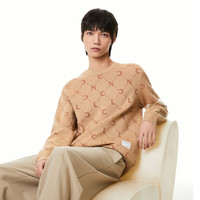 杰克·琼斯(JACK&JONES)男士百搭字母时尚通勤圆领撞色长袖针织毛衣男223424036 E11橡木棕 180/100A/L