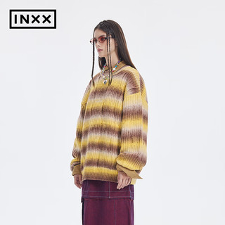 英克斯（inxx）Standby 潮牌冬圆领条纹针织衫毛衣XMD4061715 黄色 M