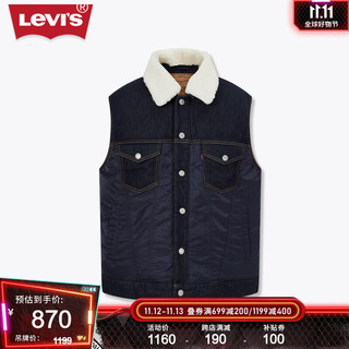 Levi's【商场同款】李维斯男士羽绒马甲背心毛领复古时尚百搭 深牛仔色 L