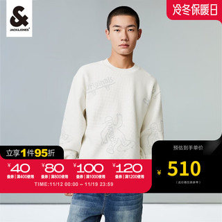 杰克·琼斯（JACK&JONES）潮流时尚舒适衣身图案满印圆领卫衣上衣男223433125 A42奶白 165/88A/XS