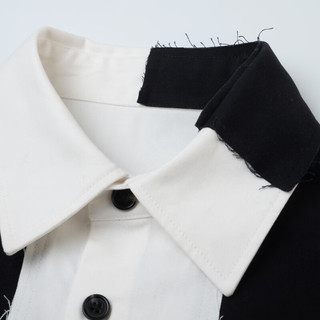 英克斯（inxx）ALLPICK 潮牌冬时尚拼接撞色衬衣男中性个性绑带设计长袖衬衫 黑色-1 S