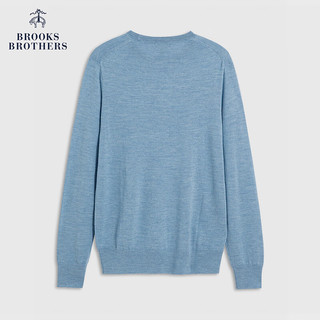 布克兄弟（BrooksBrothers）男士秋冬绵羊毛圆领毛衣纯色针织套头衫 4003-蓝色 XL