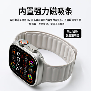 ESCASE 苹果手表表带iwatch磁吸硅胶表带se/S8/7/6/5/SE液态硅胶柔软亲肤38/40/41MM纯色星光色