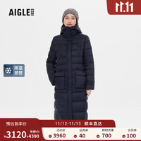 AIGLE 艾高 秋冬WR防泼水户外保暖中长款鹅绒羽绒服外套女 海军蓝 AX482 38(165/88A)