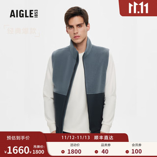 AIGLE 艾高 20户外保暖耐穿透汽抓绒马甲男士上衣 岩蓝灰 AN407 S(170/88A)