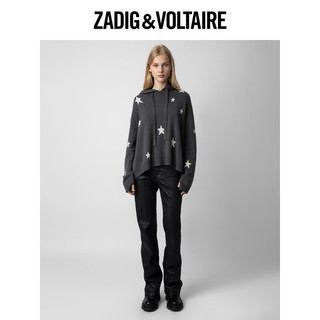 ZADIG&VOLTAIRE飒迪格女装 星星图案休闲连帽羊绒针织衫 020/灰色 M（尺码偏大）