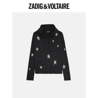 ZADIG&VOLTAIRE飒迪格女装 星星图案休闲连帽羊绒针织衫 020/灰色 M（尺码偏大）